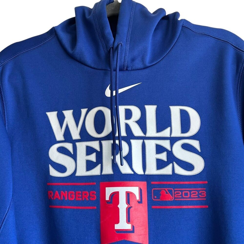 Nike Hoodie Men's MLB Texas Rangers World Series 2023 Dri-Fit Size Medium Blue - Picture 3 of 6
